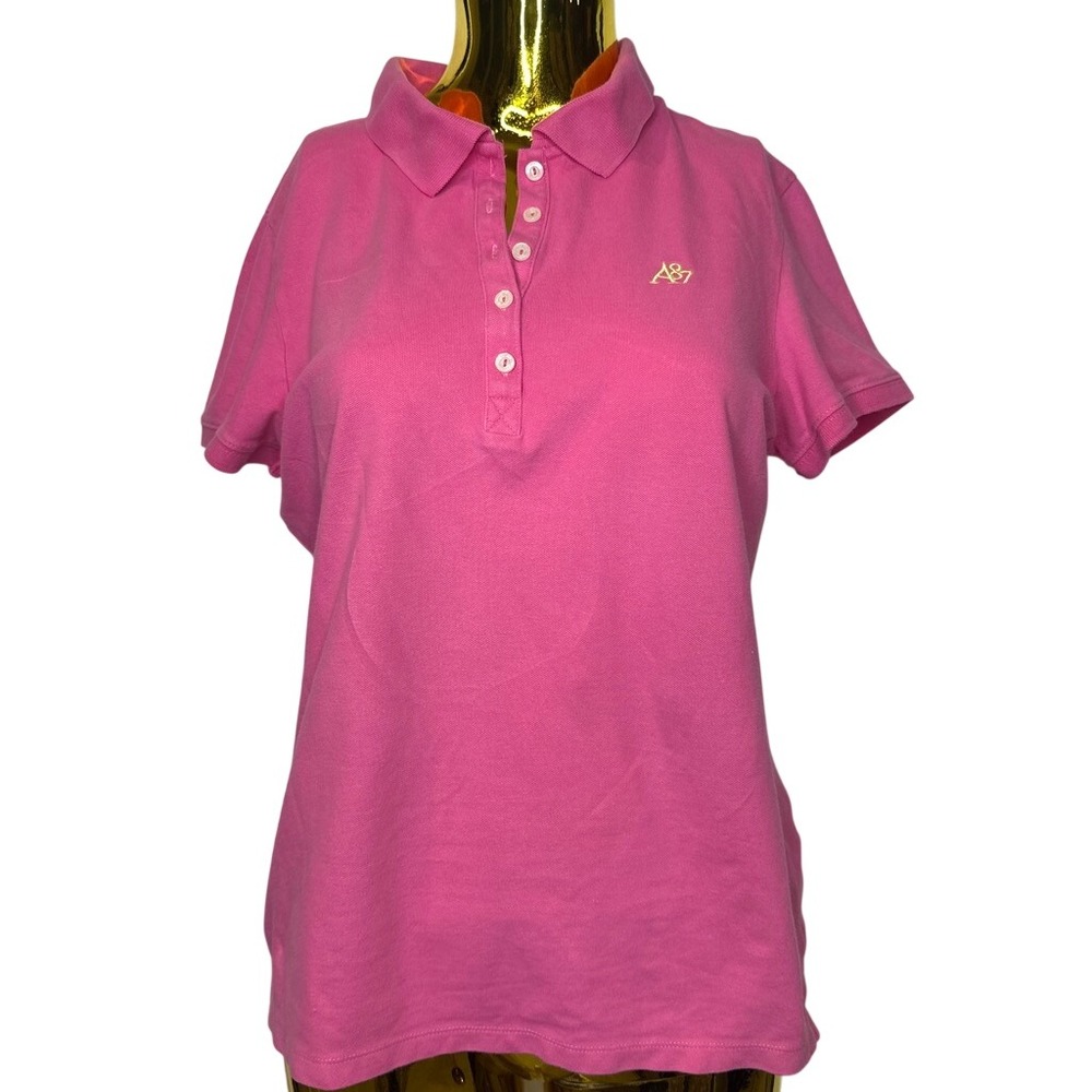 Y2K Mean Girls Aeropostale Pink Cap Sleeve A87 Logo Stretch Pique Polo Shirt XL